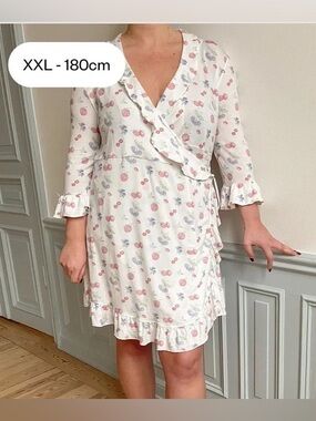 Djerf Avenue Go Slow Robe XL Summer Berries Lyocell Wrap Robe